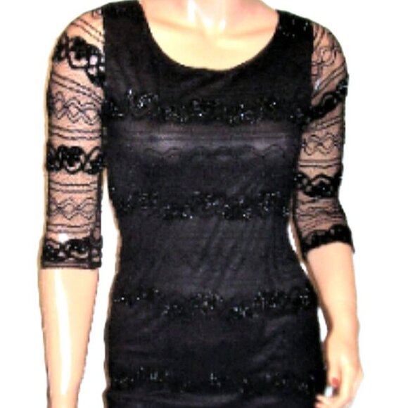 Be Envied Black Sheer Mesh Lace Dress M - Picture 1 of 6